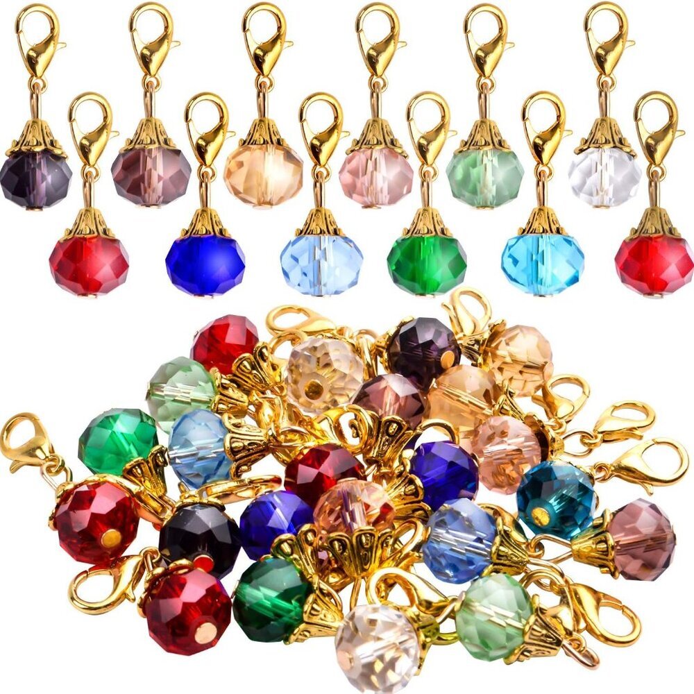 24 Pieces Crystal Dangle,12 Colors Faceted Crystal Dangle Charms Glass Pendant w